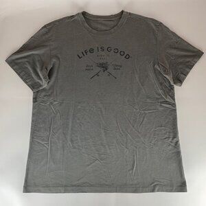 Life Is Good  Gray Fish More Worry Less Cool Tee Shirt Mens XL